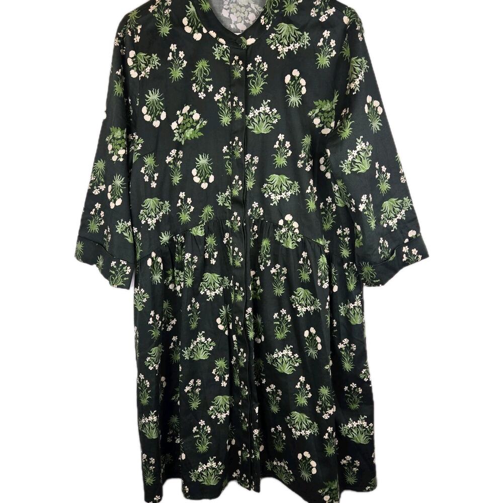 Tuckernuck Viridian Stamped Bouquets Royal Shirt Dress Green Floral Preppy Xl